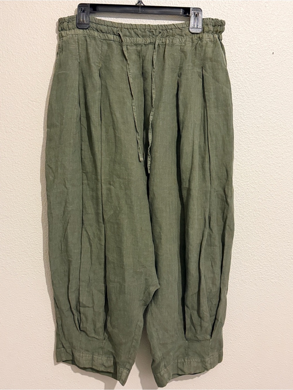 Rundholz Black Label Barrel Pants Medium Linen Blend Wide Leg Trousers Olive